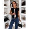 Čierna elegantná krátka vestička top POLINA so šatkou (Veľkosť M/L)