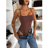 Hnedé elastické basic body WINNIEA na ramienka (Veľkosť M/L)