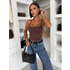 Hnedé elastické basic body WINNIEA na ramienka (Veľkosť M/L)