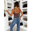 Hnedé elastické basic body WINNIEA na ramienka (Veľkosť M/L)