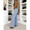 Modré wide leg basic široké zvonové džínsy PIMELLA (Veľkosť L)