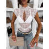 Biele elegantné krajkové priehľadné body CALVONA (Veľkosť M/L)