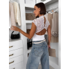 Biele elegantné krajkové priehľadné body CALVONA (Veľkosť M/L)