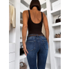 Tmavomodré push up fit skinny úzke džínsy CUTIEA (Veľkosť L)