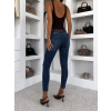 Tmavomodré push up fit skinny úzke džínsy CUTIEA (Veľkosť L)