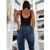 Tmavomodré push up fit skinny úzke džínsy CUTIEA (Veľkosť L)