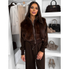 Hnedá luxusná tepláková súprava TALVETA s kožúškom (Veľkosť M/L)