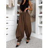 Hnedé široké extra wide široké nohavice BLUSHA na gumu (Veľkosť M/L)