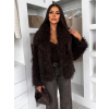 Hnedý faux fur kožušinový kabátik MELANIO (Veľkosť M/L)