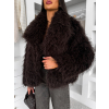 Hnedý faux fur kožušinový kabátik MELANIO (Veľkosť M/L)