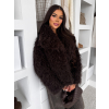 Hnedý faux fur kožušinový kabátik MELANIO (Veľkosť M/L)