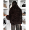 Hnedý faux fur kožušinový kabátik MELANIO (Veľkosť M/L)