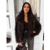 Hnedý faux fur kožušinový kabátik MELANIO (Veľkosť M/L)