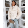 Krémový faux fur kožušinový kabátik MELANIO (Veľkosť M/L)