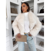 Krémový faux fur kožušinový kabátik MELANIO (Veľkosť M/L)