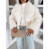 Krémový faux fur kožušinový kabátik MELANIO (Veľkosť M/L)