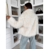 Krémový faux fur kožušinový kabátik MELANIO (Veľkosť M/L)