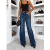 Modré extra long basic wide leg široké džínsy ELSIEA (Veľkosť L)