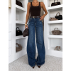 Modré extra long basic wide leg široké džínsy ELSIEA (Veľkosť L)