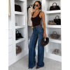 Modré extra long basic wide leg široké džínsy ELSIEA (Veľkosť L)