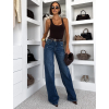 Modré extra long basic wide leg široké džínsy ELSIEA (Veľkosť L)