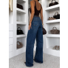 Modré extra long basic wide leg široké džínsy ELSIEA (Veľkosť L)