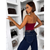 Bordó elastické basic body LAFITA bez ramienok (Veľkosť M/L)