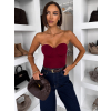 Bordó elastické basic body LAFITA bez ramienok (Veľkosť M/L)