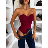 Bordó elastické basic body LAFITA bez ramienok (Veľkosť M/L)