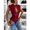 Bordó elegantné krajkové body CALVONA s výstrihom (Veľkosť M/L)