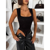 Čierne elegantné krajkové body ORVELLA s výstrihom (Veľkosť ONESIZE)