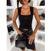 Čierne elegantné krajkové body ORVELLA s výstrihom (Veľkosť ONESIZE)