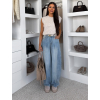 Modré extra wide leg basic široké džínsy BAMBIA (Veľkosť L)