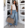 Modré extra wide leg basic široké džínsy BAMBIA (Veľkosť L)