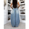 Modré extra wide leg basic široké džínsy BAMBIA (Veľkosť L)