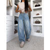 Modré extra wide leg basic široké džínsy BAMBIA (Veľkosť L)