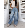 Modré extra wide leg basic široké džínsy BAMBIA (Veľkosť L)