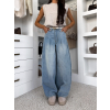 Modré extra wide leg basic široké džínsy BAMBIA (Veľkosť L)