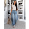 Modré extra wide leg basic široké džínsy BAMBIA (Veľkosť L)