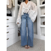 Svetlomodré wide leg basic extra široké džínsy LULIVA (Veľkosť L)