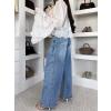 Svetlomodré wide leg basic extra široké džínsy LULIVA (Veľkosť L)