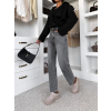 Šedé mom fit široké basic džínsy SELORIA (Veľkosť L)