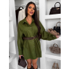 Zelená oversize basic košeľa AMORIA s opaskom (Veľkosť M/L)