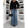 Modré wide leg basic trendy široké džínsy NUVELLY (Veľkosť L)