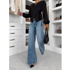 Modré wide leg basic trendy široké džínsy NUVELLY (Veľkosť L)