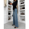 Modré wide leg basic trendy široké džínsy NUVELLY (Veľkosť L)