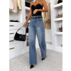 Modré wide leg trendy extra dlhé široké džínsy ASTERIA (Veľkosť L)