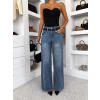 Modré wide leg trendy extra dlhé široké džínsy ASTERIA (Veľkosť L)