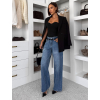 Modré wide leg trendy extra dlhé široké džínsy ASTERIA (Veľkosť L)
