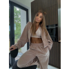 Béžová luxusná semišová tepláková súprava TALISSA (Veľkosť ONESIZE)